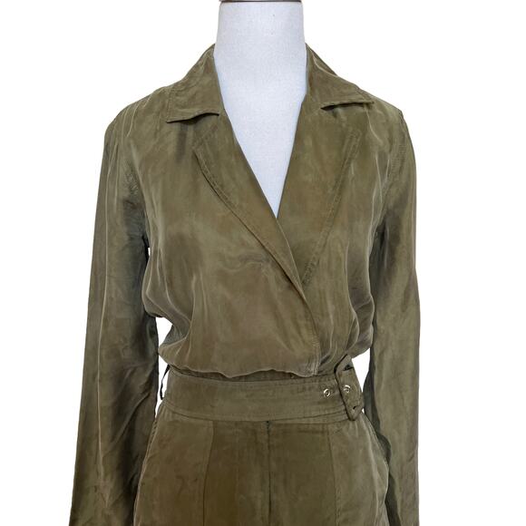 Paige NWT Dyanne Shirt Dress in Dark Olive Green XS - Picture 8 of 10